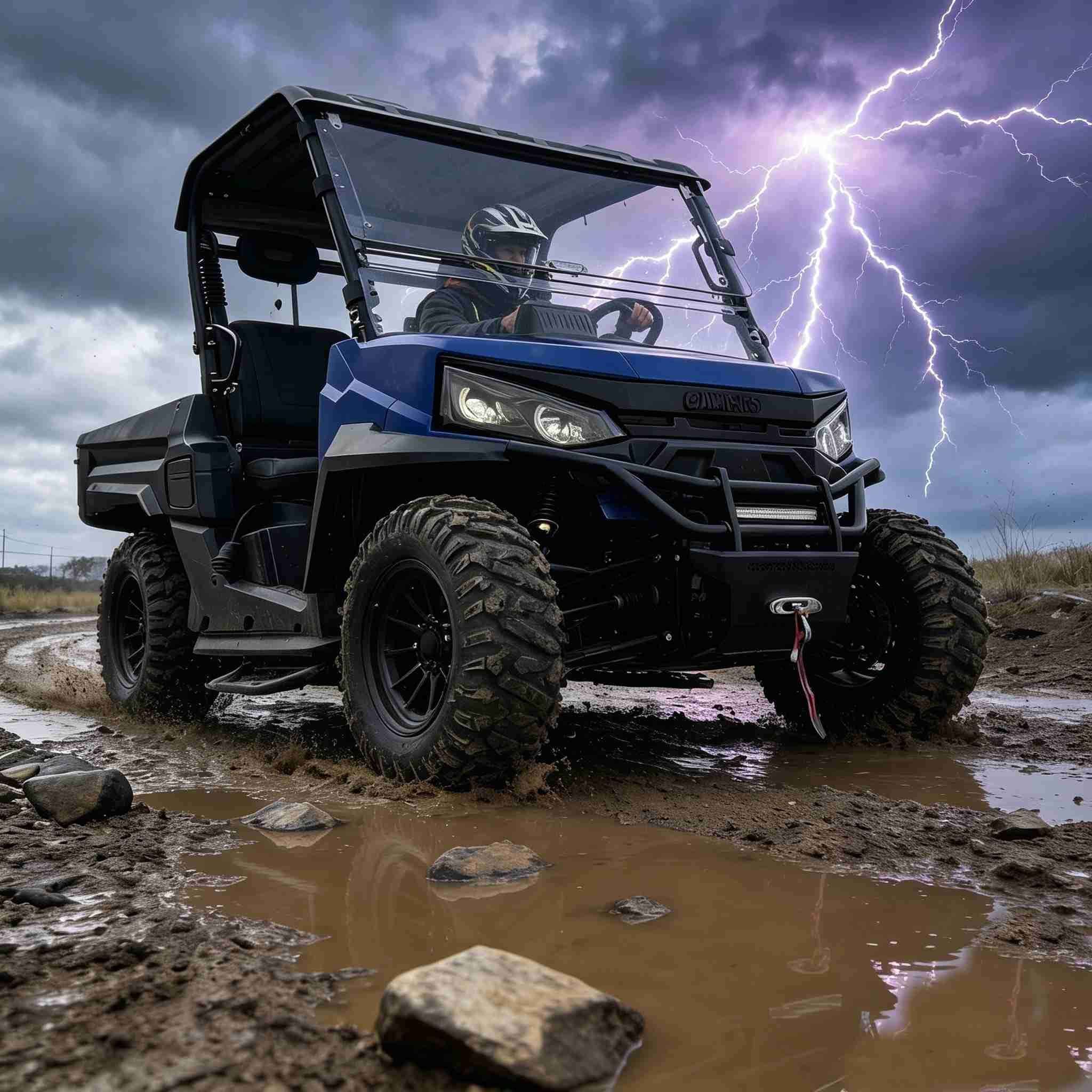 10KW AC Motor Electric UTV 4WD 150Ah Baterya 350kg Cargo Bed